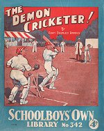 "The Demon Cricketer" SOL 342 by Edwy Searles Brooks  Amalgamated Press 1938